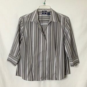 Striped Women's Zip Up Blouse Size XL